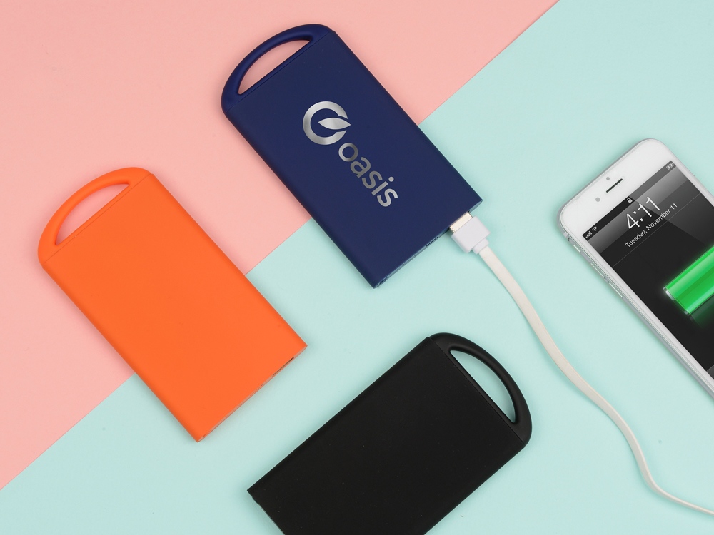 Портативное зарядное устройство "Shine" с зеркальной гравировкой, 4000 mAh, оранжевый-7