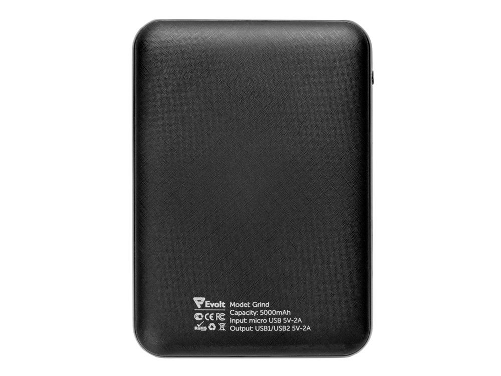Портативное зарядное устройство"Grind", 5000 mAh, черный-5