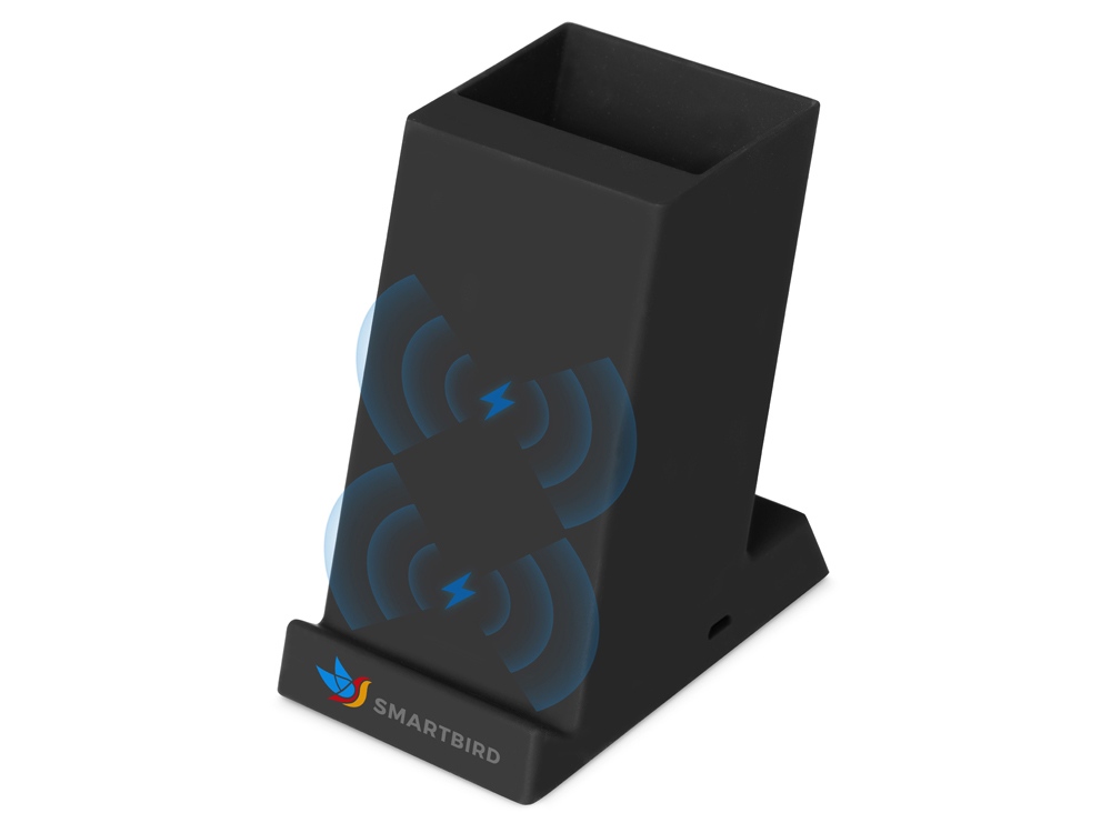 Беспроводная зарядка-подставка с подсветкой "Glow box", черный-1