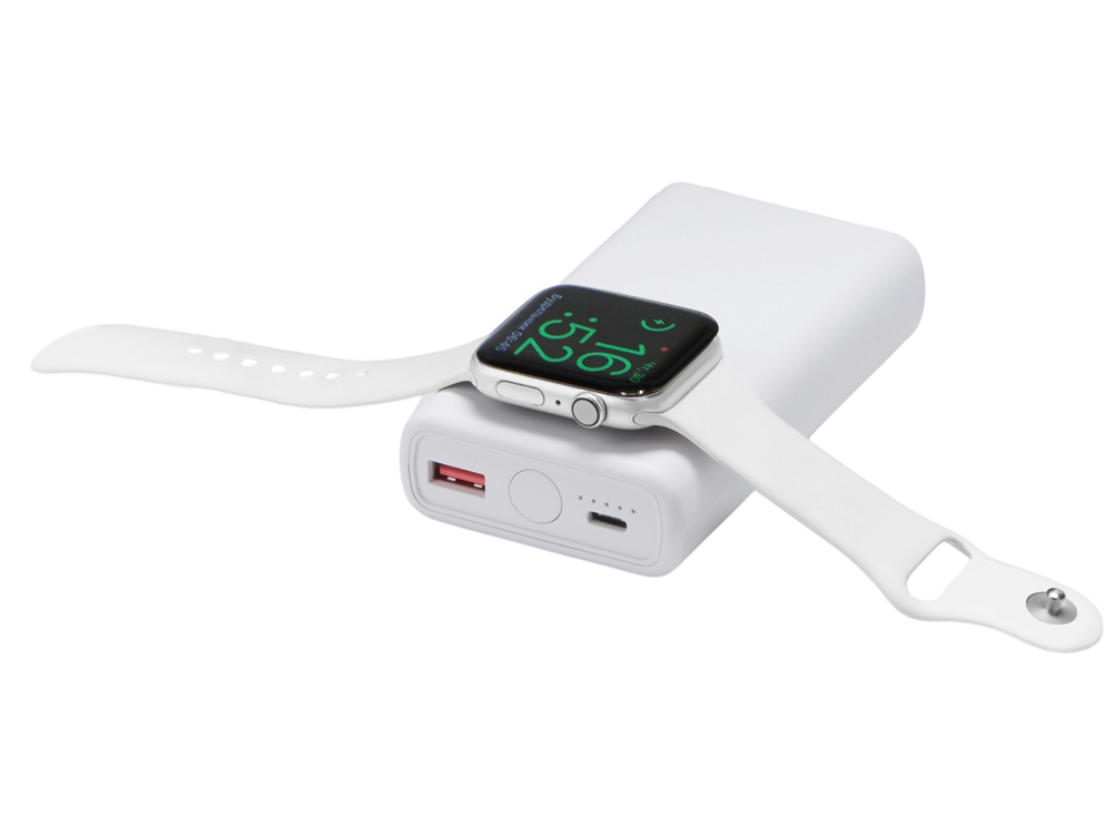 Внешний беспроводной аккумулятор 2-в-1 с функцией зарядки Apple Watch, QC/PD «AtomIQ», 10000 мАч, белый-11