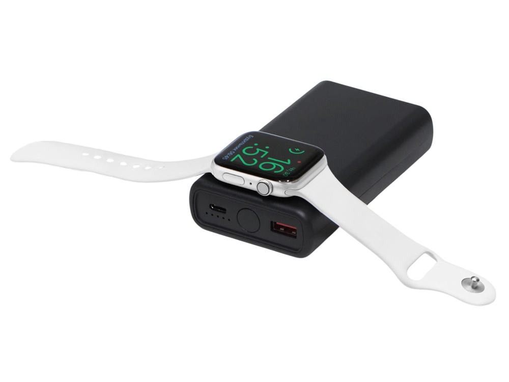 Внешний беспроводной аккумулятор 2-в-1 с функцией зарядки Apple Watch, QC/PD «AtomIQ», 10000 мАч, черный-11