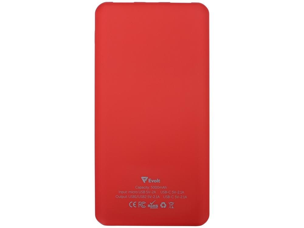 Портативное зарядное устройство «Reserve» с USB Type-C, 5000 mAh, красный-2