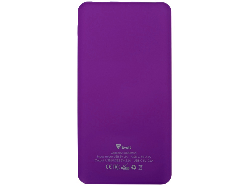 Портативное зарядное устройство «Reserve» с USB Type-C, 5000 mAh, фиолетовый-2