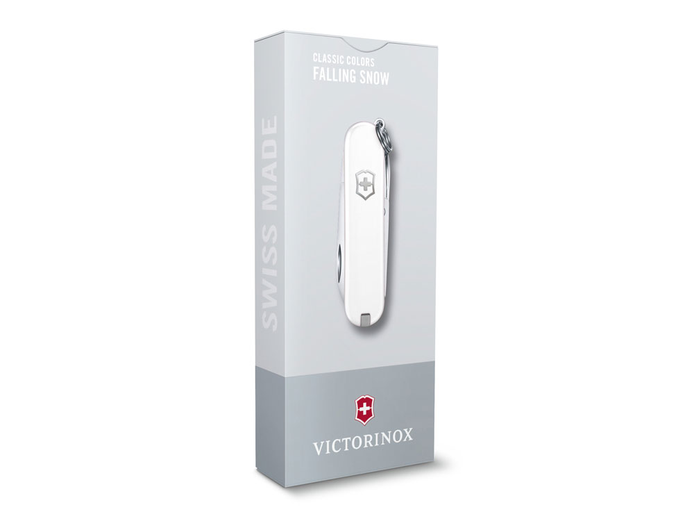Нож-брелок VICTORINOX Classic SD Colors "Falling Snow", 58 мм, 7 функций, белый-3