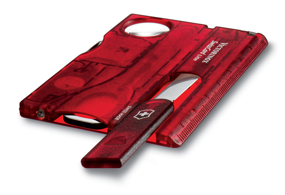 Швейцарская карточка VICTORINOX SwissCard Classic, 10 функций, полупрозрачная красная-3