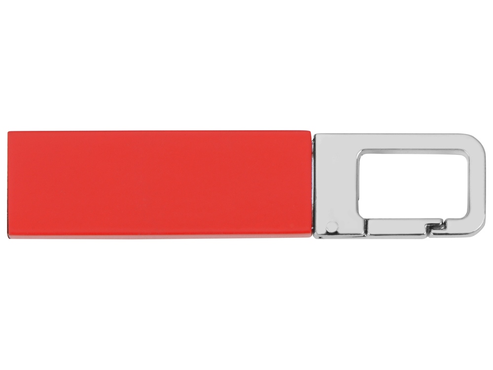 Флеш-карта USB 2.0 16 Gb с карабином "Hook", красный/серебристый-1