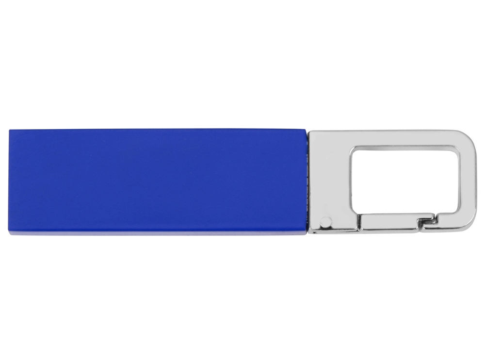 Флеш-карта USB 2.0 16 Gb с карабином "Hook", синий/серебристый-1