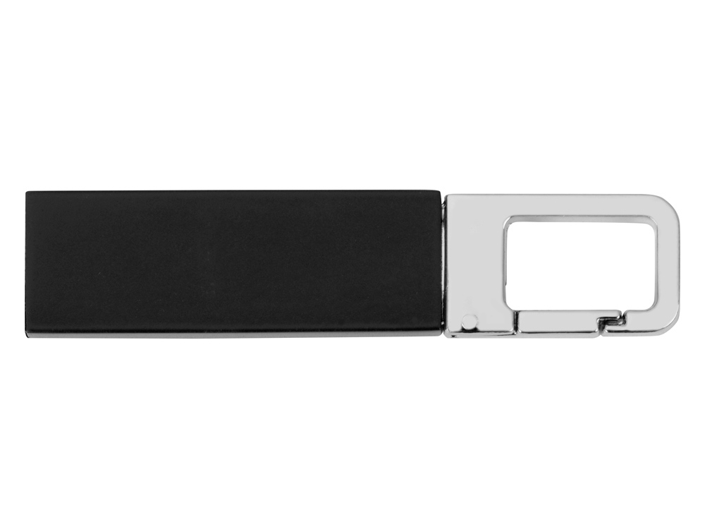Флеш-карта USB 2.0 16 Gb с карабином "Hook", черный/серебристый-1