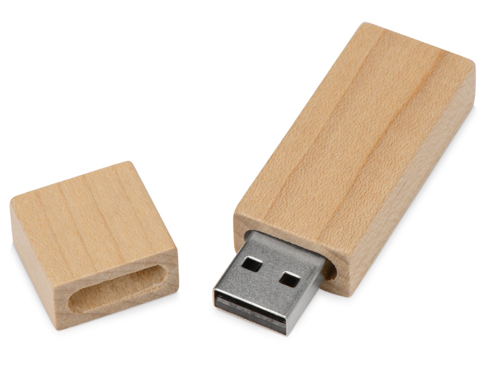Флеш-карта USB 2.0 16 Gb «Woody» с магнитным колпачком, натуральный-1