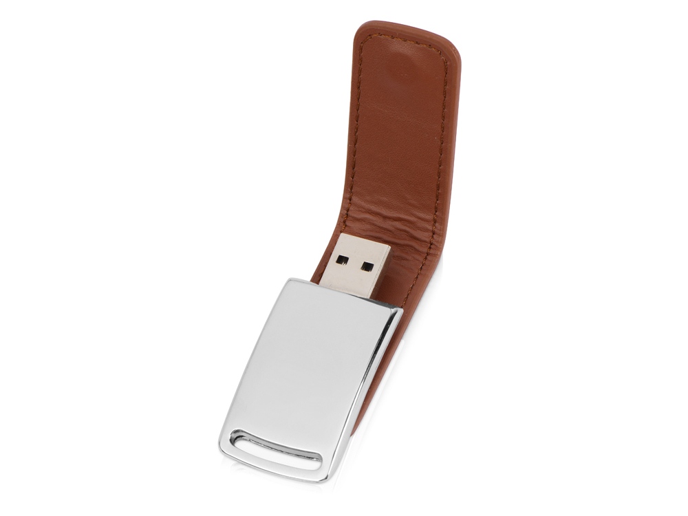 Флеш-карта USB 2.0 16 Gb с магнитным замком "Vigo", светло-коричневый/серебристый-1