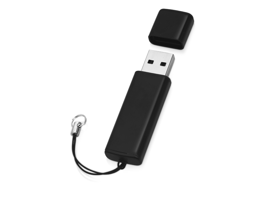 Флеш-карта USB 2.0 16 Gb металлическая с колпачком "Borgir", черный-1