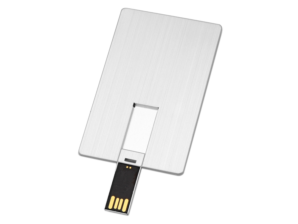 Флеш-карта USB 2.0 16 Gb в виде металлической карты "Card Metal", серебристый-1