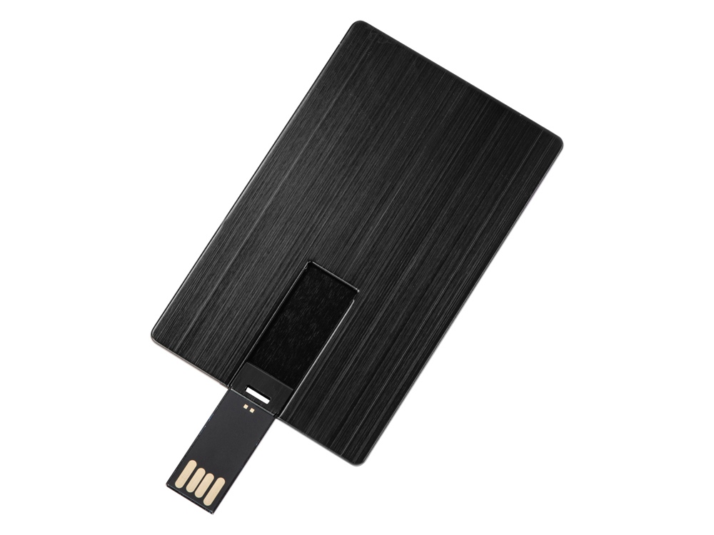Флеш-карта USB 2.0 16 Gb в виде металлической карты "Card Metal", черный-1