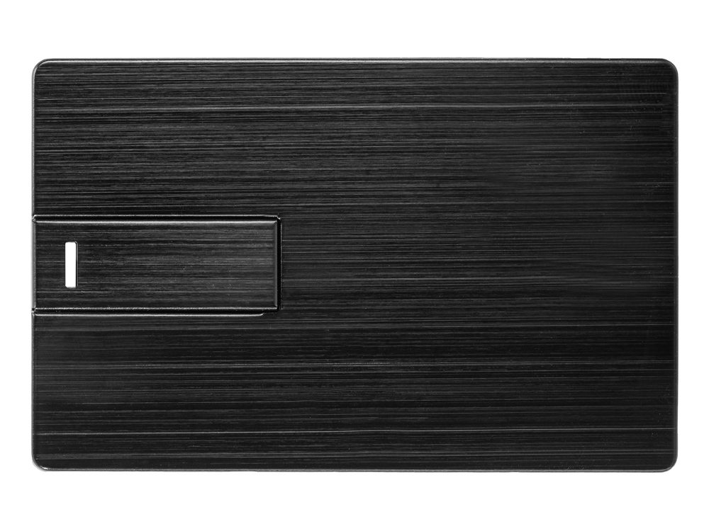 Флеш-карта USB 2.0 16 Gb в виде металлической карты "Card Metal", черный-2