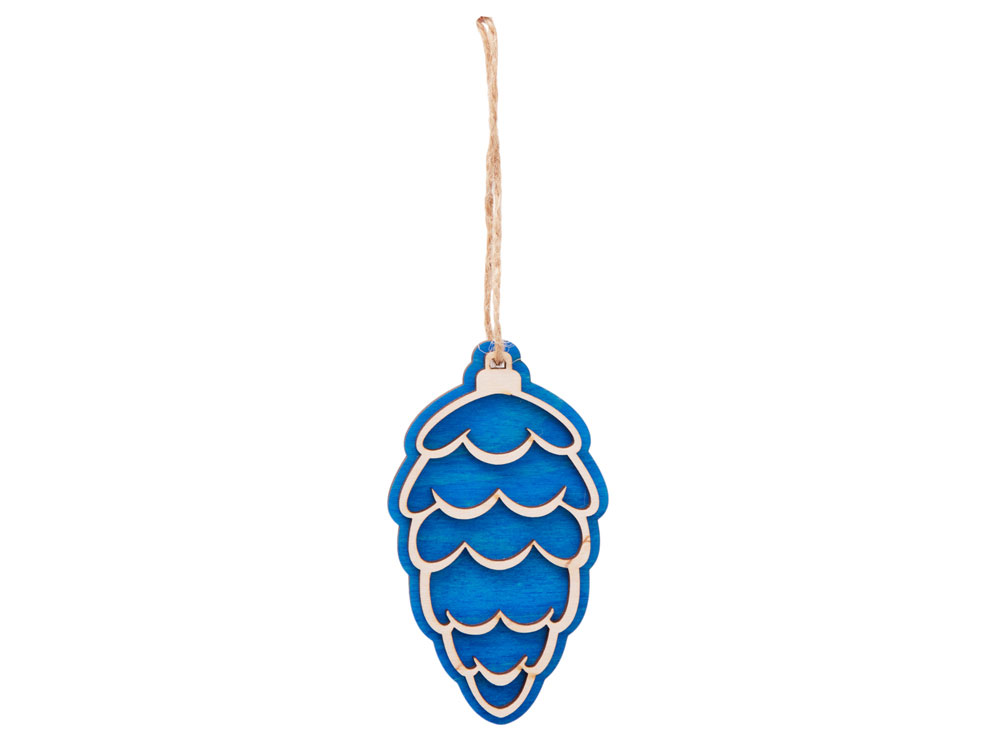 Подвеска шишка с цветной подложкой, синяя подложка-2