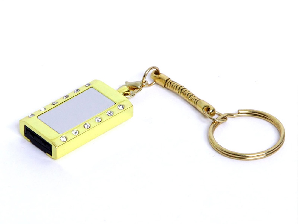 USB-флешка на 8 Гб в виде "Кулона" с кристаллами, мини чип, золотой-1