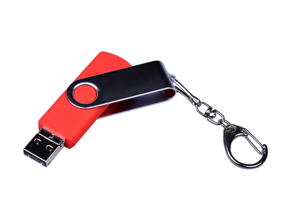 USB-флешка на 16 Гб поворотный механизм, c двумя дополнительными разъемами MicroUSB и TypeC, красный-1