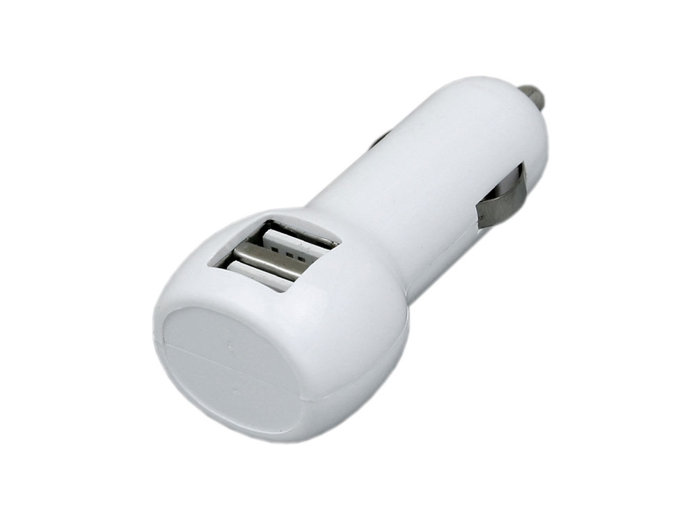 Автомобильная зарядка CC-01, 2 USB порта, белый цвет.-1
