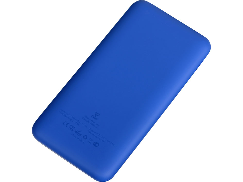 Внешний беспроводной аккумулятор с подсветкой лого «Reserve X» v.2, 8000 mAh, ярко-синий-3