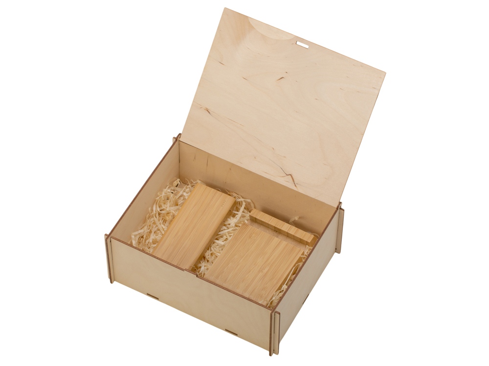 Подарочный набор с БЗУ и внешним аккумулятором «Bamboo Set», натуральный-1