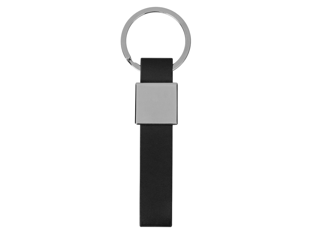 Брелок из металла и иск.кожи "Strap", серебристый/черный-1