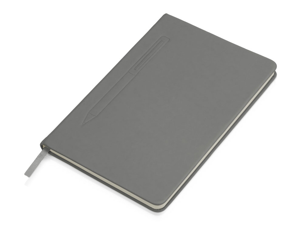 Блокнот А5 "Magnet" 14,3*21 с магнитным держателем для ручки, серый-1