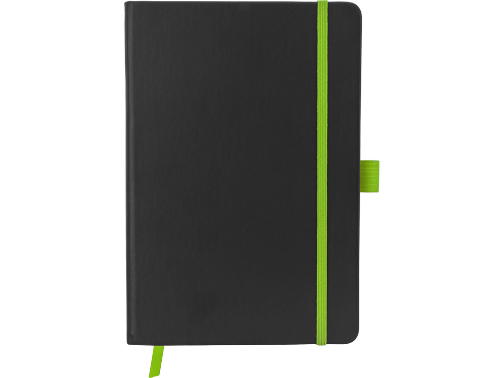 Блокнот "ColorNote Black", твердая обложка A5, 80 листов, черный с зеленым яблоком-2