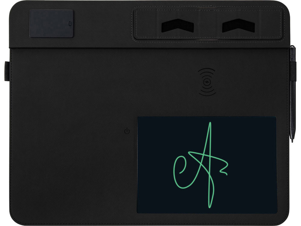 Многофункциональный коврик для мыши «Multi Pad» с беспроводной зарядкой и LCD экраном, 10 Вт, черный-1