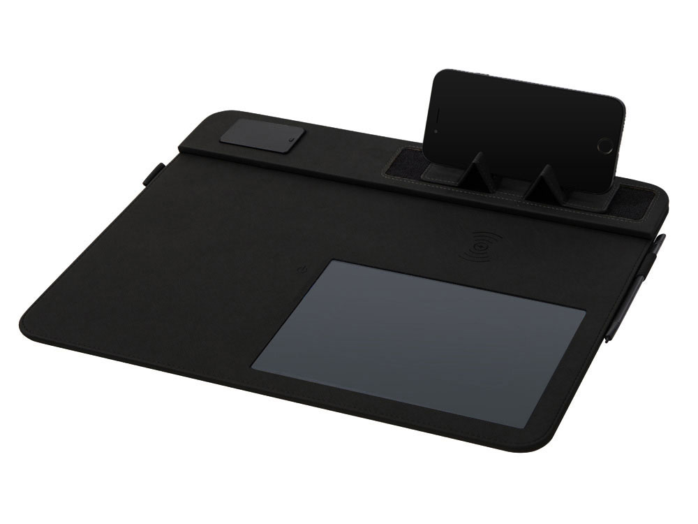 Многофункциональный коврик для мыши «Multi Pad» с беспроводной зарядкой и LCD экраном, 10 Вт, черный-4