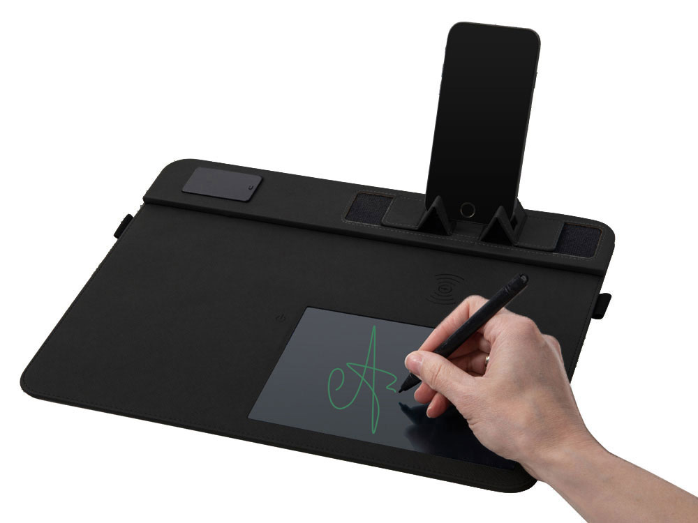 Многофункциональный коврик для мыши «Multi Pad» с беспроводной зарядкой и LCD экраном, 10 Вт, черный-5