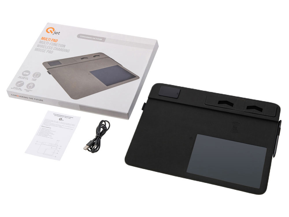 Многофункциональный коврик для мыши «Multi Pad» с беспроводной зарядкой и LCD экраном, 10 Вт, черный-13