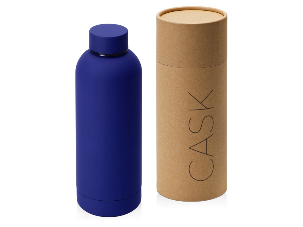 Вакуумная термобутылка "Cask" Waterline, soft touch, 500 мл, тубус, синий-1