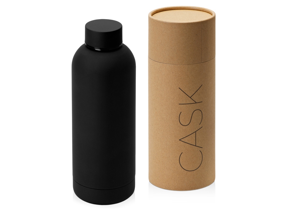 Вакуумная термобутылка "Cask" Waterline, soft touch, 500 мл, тубус, черный-1