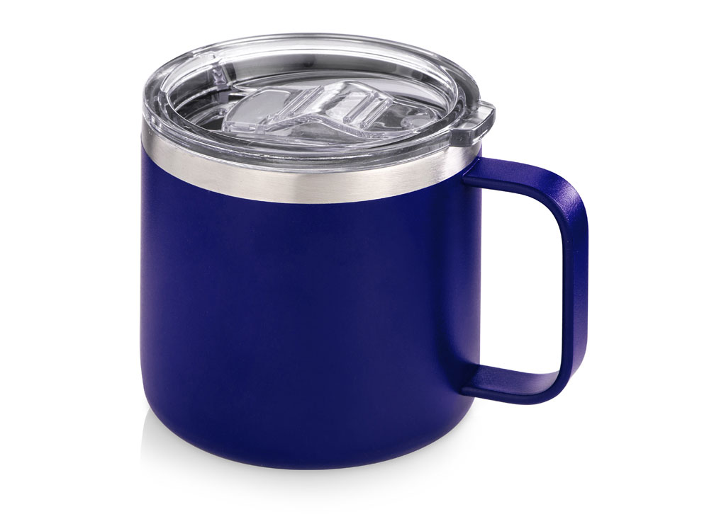 Кружка стальная Alaska с крышкой слайдером, powder coating, синий-1