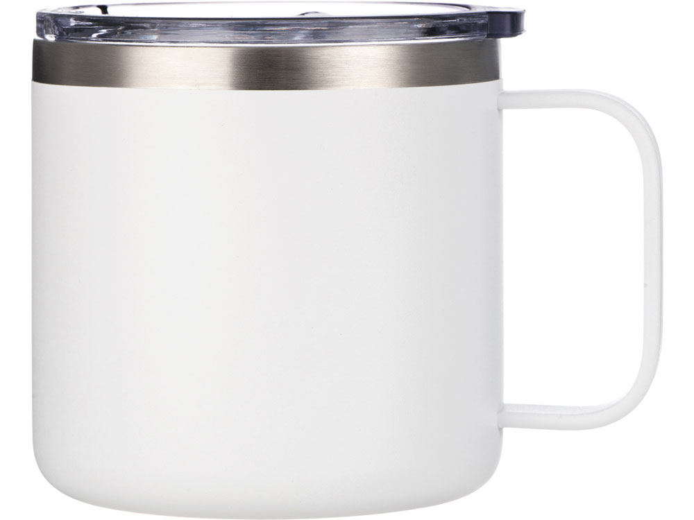 Кружка стальная Alaska с крышкой слайдером, powder coating, белый-3