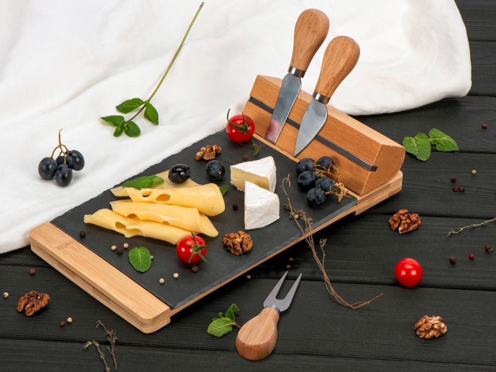 Набор для сыра из сланцевой доски и ножей Bamboo collection "Taleggio"-2