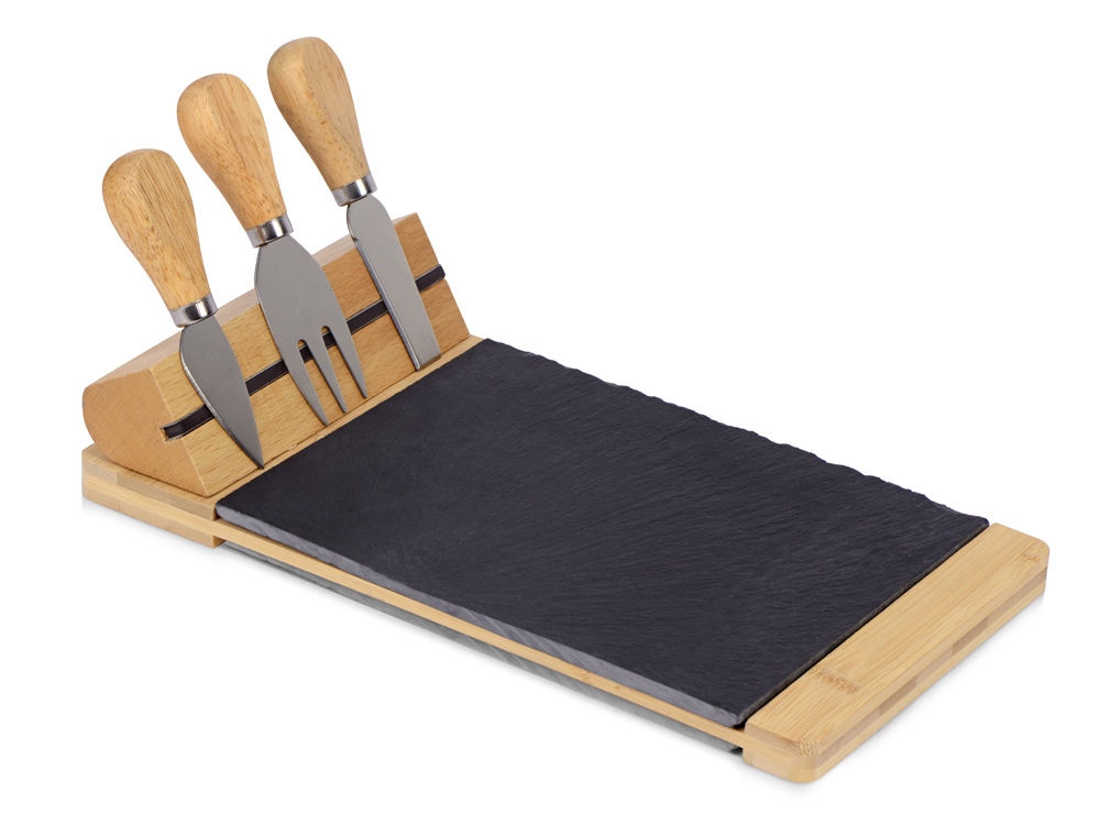 Набор для сыра из сланцевой доски и ножей Bamboo collection "Taleggio" (Р)-1
