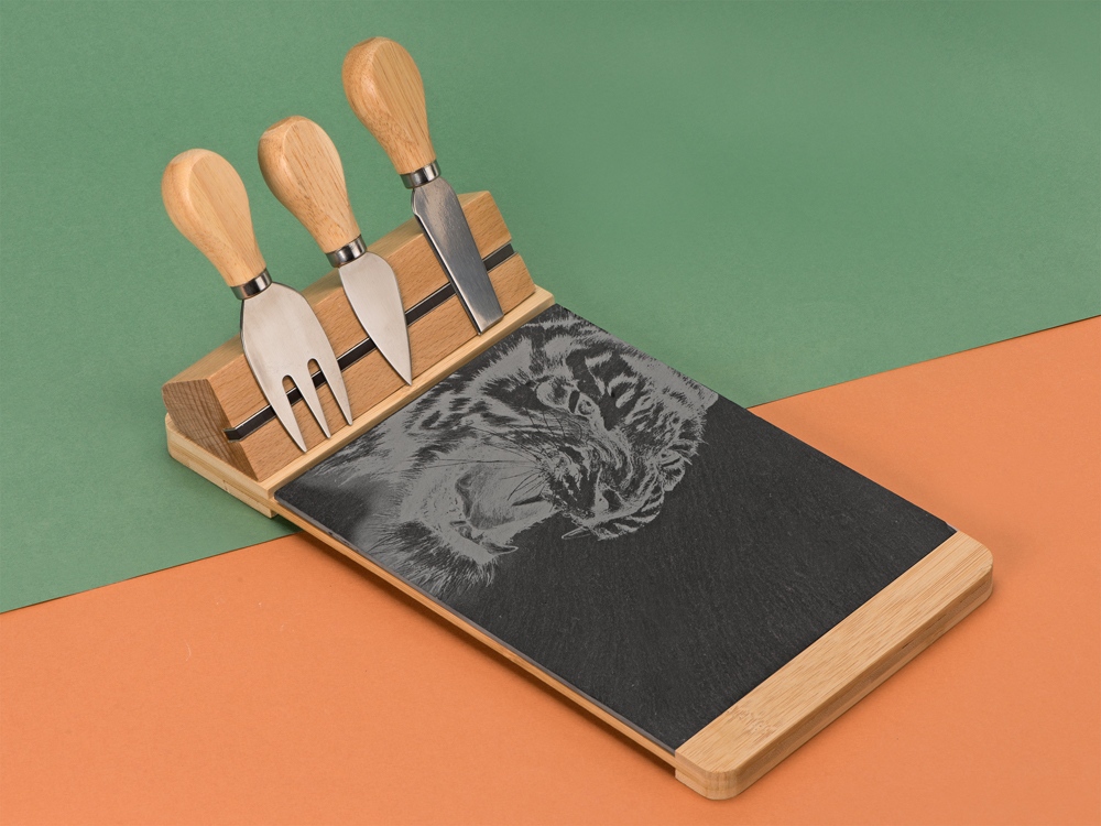 Набор для сыра из сланцевой доски и ножей Bamboo collection "Taleggio" (Р)-4