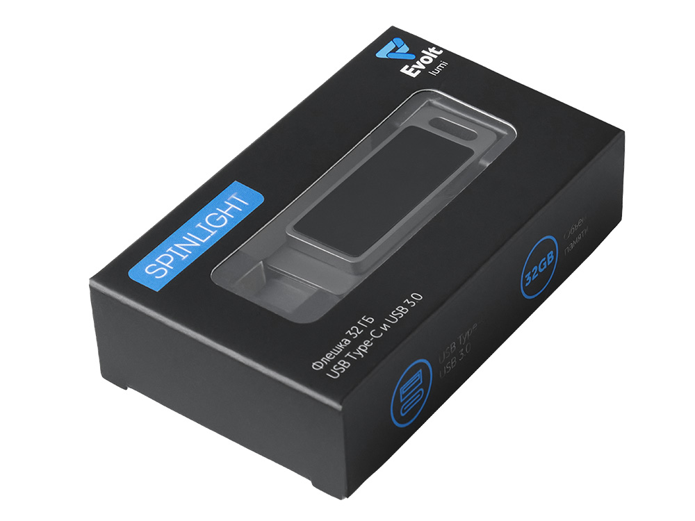 Флешка 32 ГБ USB Type-C и USB 3.0 с подсветкой лого «Спинлайт»-8