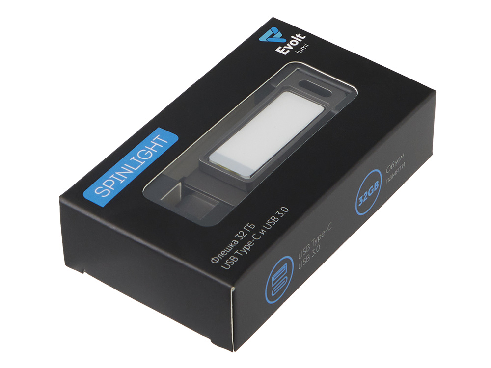 Флешка 32 ГБ USB Type-C и USB 3.0 с подсветкой лого «Спинлайт»-9