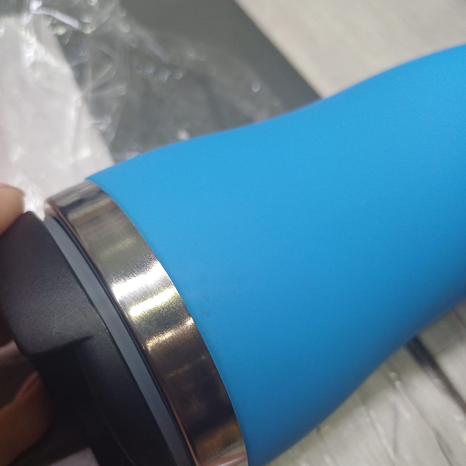 Термокружка "Mony Steel" 350 мл, soft touch, голубой (Р)-4