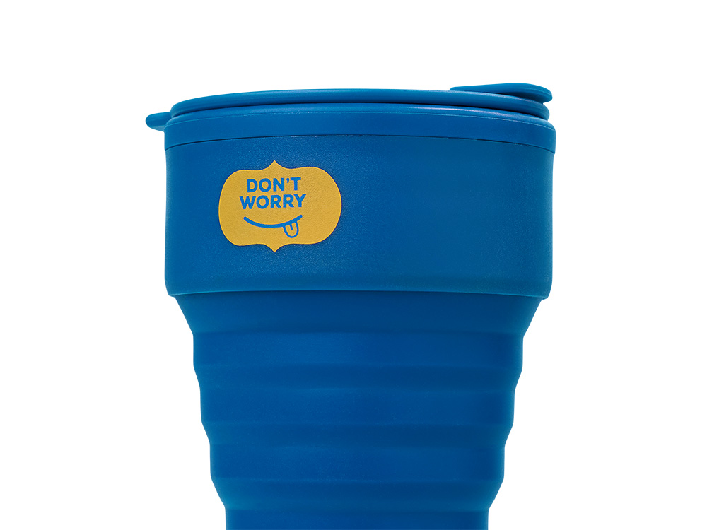 Силиконовый складной стакан «GoCup», синий индиго, тампопечать-1