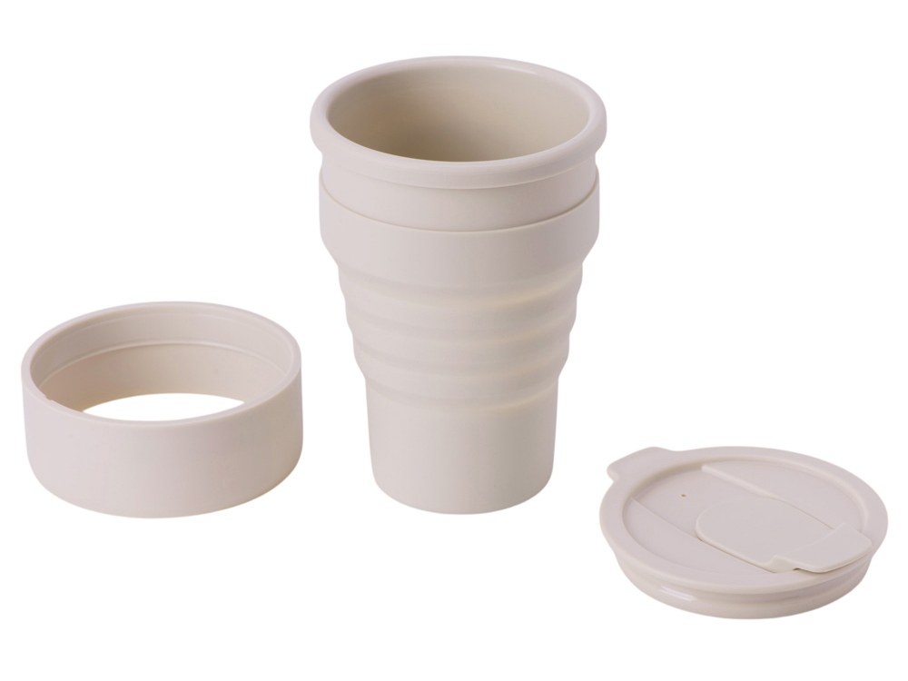 Силиконовый складной стакан "GoCup", бежевый-2