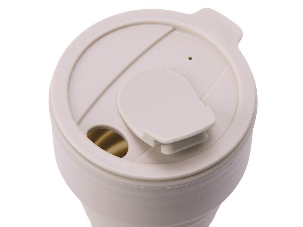 Силиконовый складной стакан "GoCup", бежевый-4