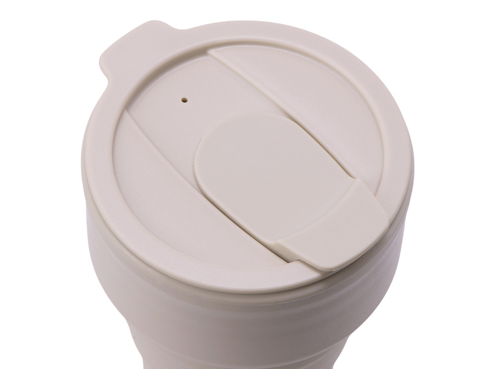 Силиконовый складной стакан "GoCup", бежевый-5