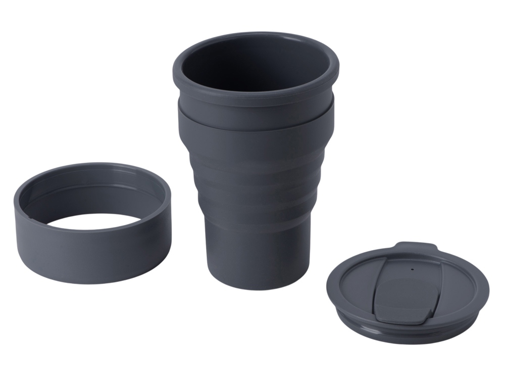 Силиконовый складной стакан "GoCup", темно-серый-2