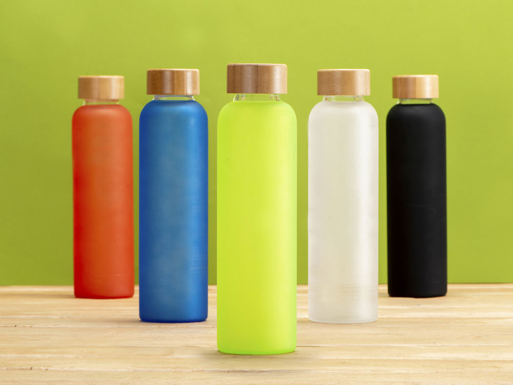 Стеклянная бутылка с бамбуковой крышкой «Foggy», 600мл, красный-7