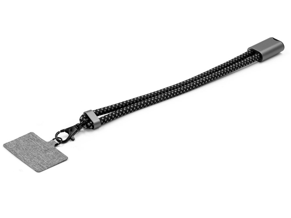 Ремешок-держатель для телефона с зарядным кабелем USB-C - USB-C «Lany Wristband Charge Eco», серый-1
