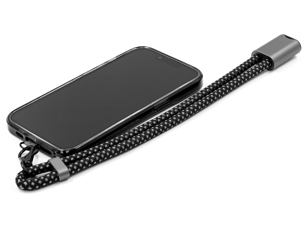 Ремешок-держатель для телефона с зарядным кабелем USB-C - USB-C «Lany Wristband Charge Eco», серый-8