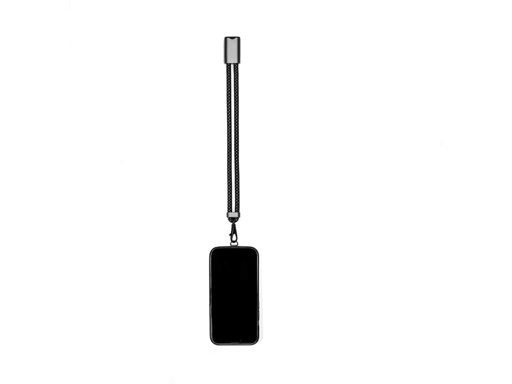 Ремешок-держатель для телефона с зарядным кабелем USB-C - USB-C «Lany Wristband Charge Eco», серый-11